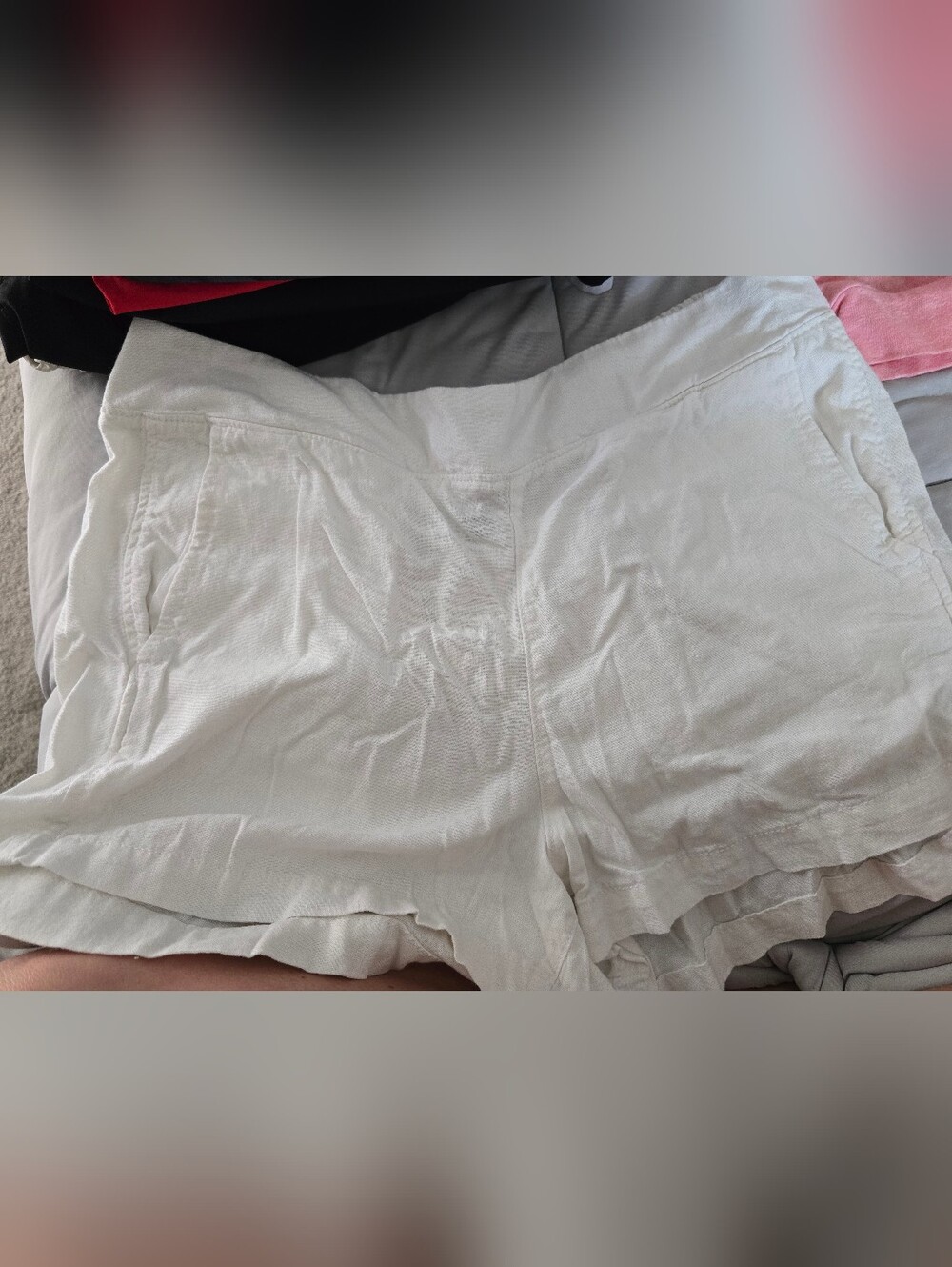 GAP White High-Waist Linen-Blend Women's Shorts